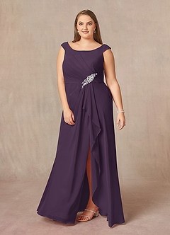 Azazie Yarrow Final Sale Plum A-Line Pleated Chiffon Dress image7