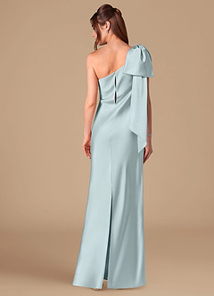 Azazie Capri Bridesmaid Dresses Mist Sheath One Shoulder Metallic Satin Dress image4