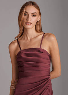 Azazie Lexie Final Sale Agave Sheath Strapless Stretch Satin Convertible Dress image2