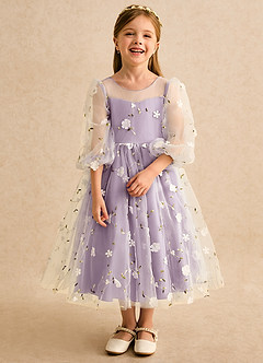 Azazie Elowen Flower Girl Dresses Wisteria A-Line Sweetheart Neckline Lace Dress image5