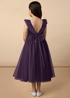 Azazie Dolly Flower Girl Dresses Plum A-Line Bow Tulle Dress image4