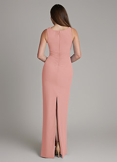 Azazie Charice Bridesmaid Dresses Rosette Sheath Pleated Chiffon Dress image5