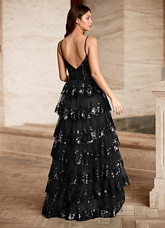 Tindra Svart Paljetter med volanger och balklänning image10