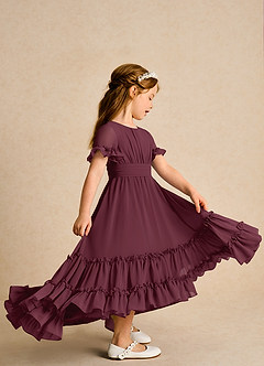 Azazie Kass Flower Girl Dresses Cabernet A-Line Pleated Chiffon Dress image5
