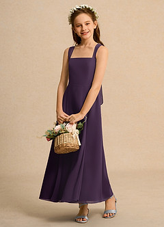 Azazie Tater Junior Formal Flower Girl Klänningar Klä A-Line i Chiffong Plisserad image4