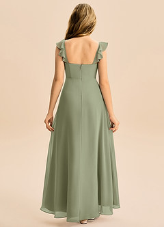 Azazie Mavie Junior Abito A-Line in Chiffon Increspato Pistacchio image2