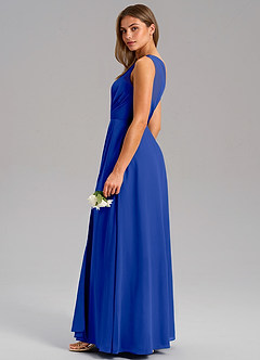 Azazie Phaedra Brautjungfernkleider A-Linie One-Shoulder Chiffon Kleid Königsblau image6