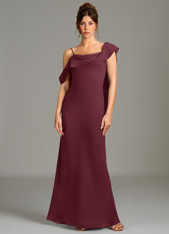 Azazie Kinu Robes de demoiselle d'honneur Robe Sirène en Mousseline de soie Corset Cabernet image1