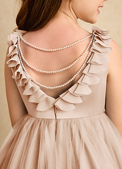 Azazie Lorita Flower Girl Dresses English Rose A-Line Beaded Tulle Dress image8