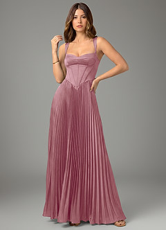 Azazie Avenelle Bridesmaid Dresses Vintage Mauve A-Line Corset Stretch Satin Dress image4
