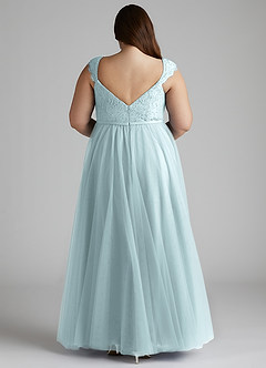 Azazie Luxi Robes de demoiselle d'honneur Robe Trapèze en Tulle Plissée Brume image8