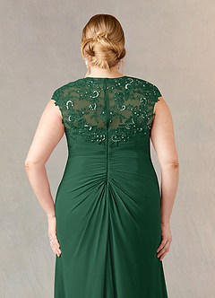 Azazie Birdie Mother of the Bride Dresses Dark Green A-Line Queen Anne Sequins Chiffon Dress image12