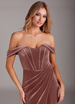 Azazie Jas Bridesmaid Dresses Rustic Rose Sheath Off-The-Shoulder Corset Velvet Convertible Dress image5