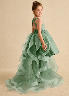 Azazie Julietta Flower Girl Dresses Matcha Ball-Gown Convertible Tulle Dress image6