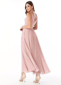 Azazie Raychelle Vestidos de madrinha de casamento Vestido Pó Rosa de Chiffon de Linha A com Plissado image5