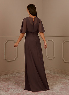 Azazie Oksana Mother of the Bride Dresses Ganache A-Line V-Neck Pleated Chiffon Dress image3