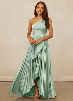 Christian Siriano Bridal for Azazie 1008 Bridesmaid Dresses Agave A-Line One Shoulder Stretch Satin Dress image5