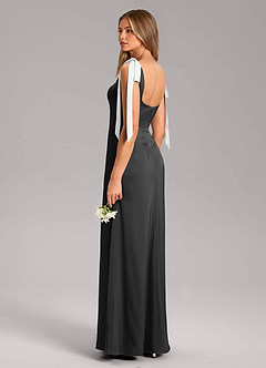 Azazie Frostine 신부 들러리 드레스 A라인 절하다 스트레치 새틴 바닥 길이 드레스 image4