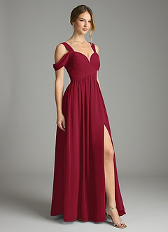 Azazie Lianne Bridesmaid Dresses Burgundy A-Line Off the Shoulder Chiffon Dress image5