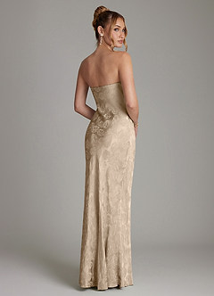 Azazie Viv Bridesmaid Dresses Taupe Jacquard Sheath Strapless Jacquard Dress image2