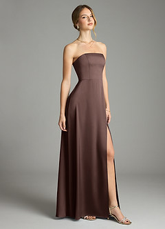 Azazie Wren Bridesmaid Dresses Ganache A-Line Strapless Stretch Satin Convertible Dress image1