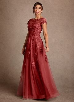 Azazie Jalinda vestidos de madre de la novia Vestido de Óxido de Gasa de Corte en A con Encaje image4