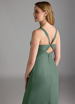 Azazie Mero Robes de demoiselle d'honneur Robe Fourreau en Mousseline de soie Plissée Eucalyptus image4