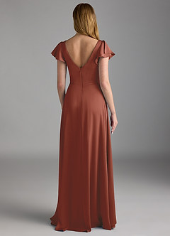 Azazie Omari Bridesmaid Dresses Auburn A-Line Stretch Satin Dress image2