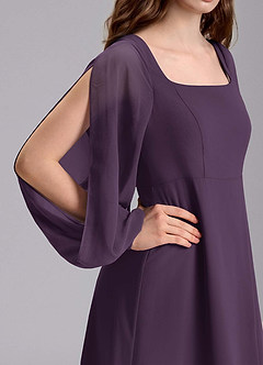 Azazie Bondi Junior Plum A-Line Blouson Chiffon Dress image8