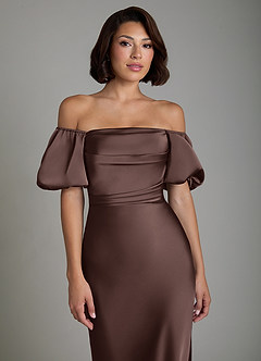 Azazie Lea Bridesmaid Dresses Ganache Mermaid Off the Shoulder Stretch Satin Convertible Dress image5