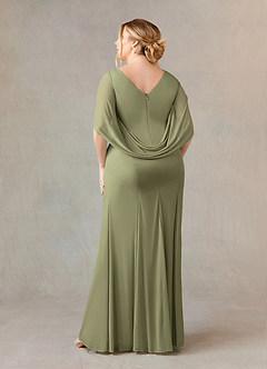 Azazie Belladonna Mère de la mariée Robes Robe Sirène en Maille Pliée à l'encolure Pistache image9