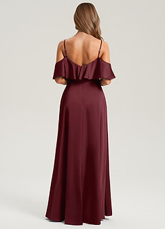 Azazie Jean Vestidos de damas de honor Vestido de Cabernet de Satén Elástico de Corte en A con Vestidos sin tirantes image2