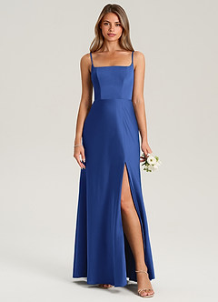 Azazie Lidia Brautjungfernkleider Meerjungfrau-Linie Seitliche Cut-Outs Stretch-Satin Kleid Königsblau image5