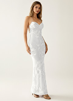 Nasasiya White Stretch Lace Opne Back Party Dress image6