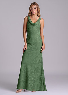 Azazie Rylina Abiti da Damigella Abito Sirena in Burnout Floreale Eucalipto image5