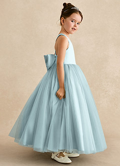 Azazie Peanut Flower Girl Dresses Mist A-Line Strap Tulle Dress image3