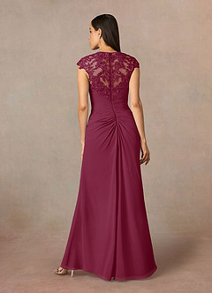 Azazie Birdie Mother of the Bride Dresses Mulberry A-Line Queen Anne Sequins Chiffon Dress image5