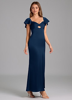 Azazie Demia 신부 들러리 드레스 쉬스 스윗하트 네크라인 스트레치 새틴 발목 길이 드레스 image4