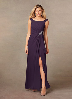 Azazie Yarrow Final Sale Plum A-Line Pleated Chiffon Dress image1