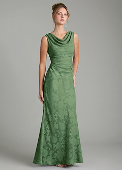 Azazie Kieryn Bridesmaid Dresses Eucalyptus Mermaid Pleated Floral Burnout Dress image10
