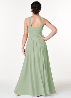 Azazie Kaleigh Junior Vestido de Salvia Polvorienta de Gasa de Corte en A con Plisado image2