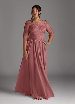 Azazie Harriet Mother of the Bride Dresses Desert Rose A-Line Scoop lace Mesh Dress image7