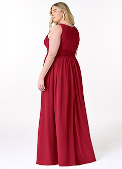 Azazie Harper Bridesmaid Dresses Scarlet A-Line Pleated Chiffon Dress image7