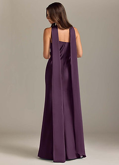 Azazie Kinsley Bridesmaid Dresses Plum Mermaid Side Slit Stretch Satin Dress image2