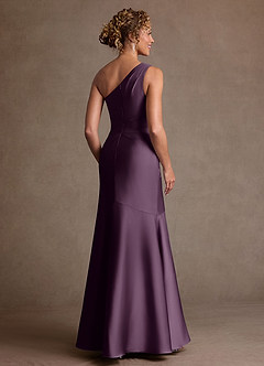 Azazie Haifa Abiti per la Madre della Sposa Abito Sirena in Raso Elasticizzato Monospalla Prugna image2