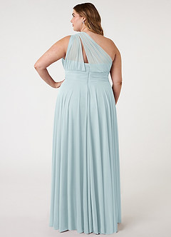 Azazie Charlize Brautjungfernkleider A-Linie One-Shoulder Gittergewebe Kleid Nebel image7