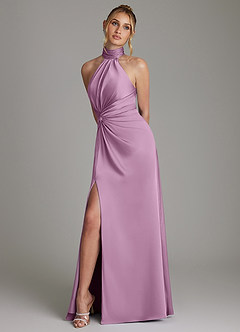 Azazie Gracelynn Vestidos de damas de honor Vestido Glicinia de Satén Elástico de Corte Recto con Plisado image5
