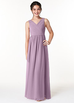 Azazie Sawyer Junior Wisteria A-Line Pleated Chiffon Dress image1
