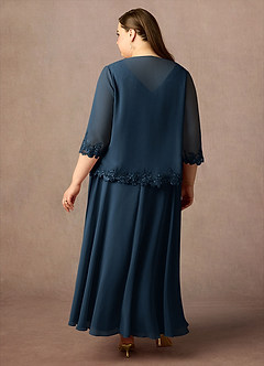 Azazie Devana Abiti per la Madre della Sposa Abito A-Line in Chiffon Paillettes Marino Scuro image8