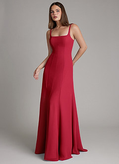 Azazie Nyla Bridesmaid Dresses Scarlet A-Line Square Neckline Chiffon Dress image5